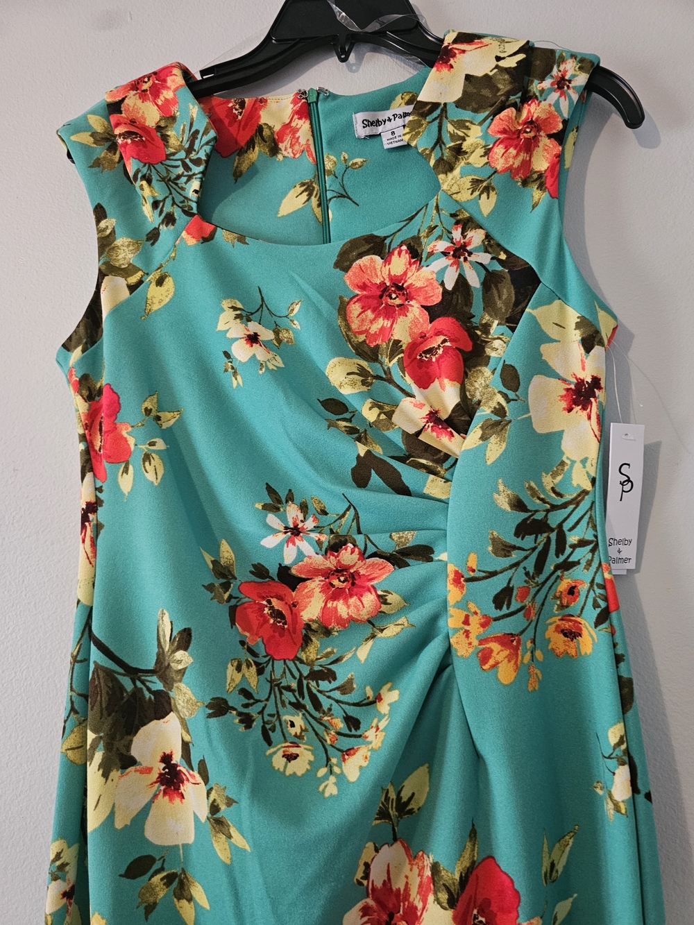 Shelby & Palmer Turquoise Dress with Red & Cream Floral Print